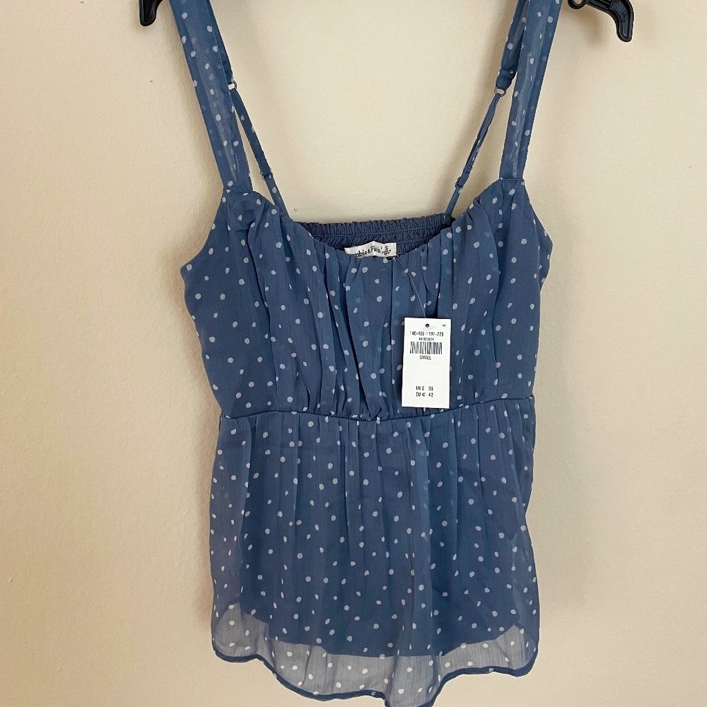 NEW Abercrombie & Fitch Flowy Polka Dot Babydoll Top